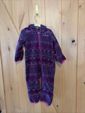 Columbia Baby Toddler Fleece Bunting One-piece 18-24 Mo Months Purple Pink